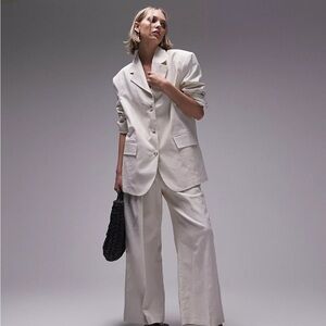 33. Topshop  linen-blend single breasted blazer in oatmeal 12P